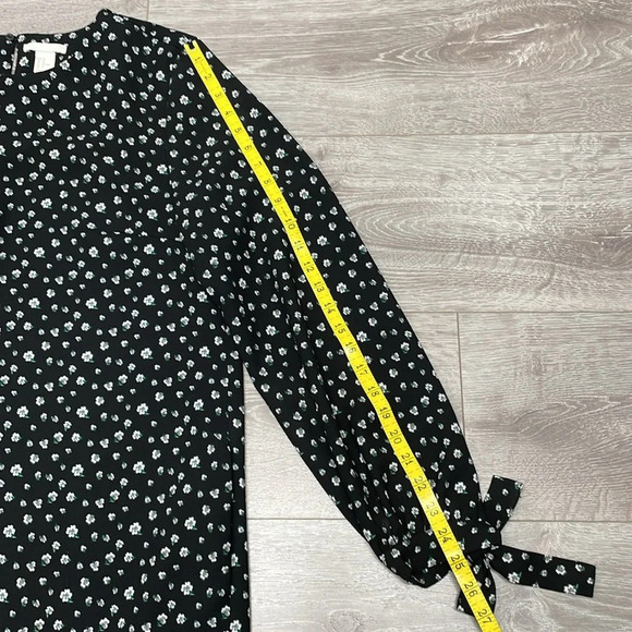 NWOT H&M Long Sleeve Black Floral Print Tunic Shift Dress Pockets 12 - Picture 9 of 14